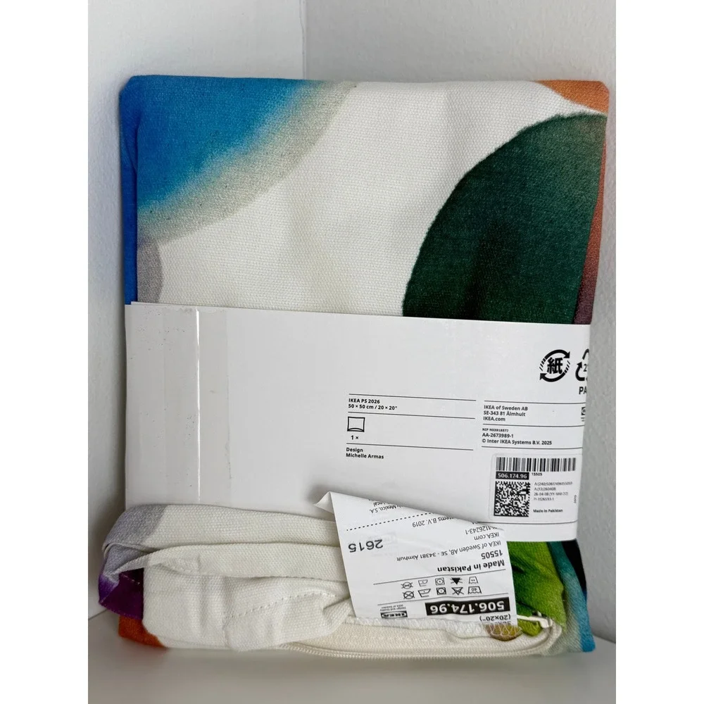 IKEA PS 2026 Cushion Cover 20x20 White Multicolor 506.174.96 New